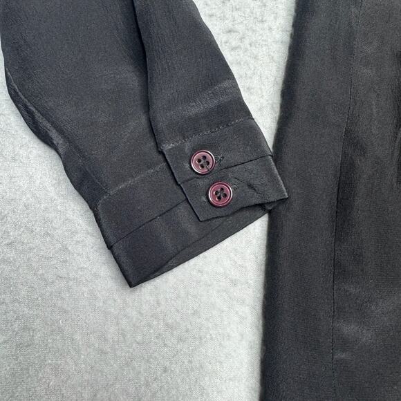 Vintage Jordan Brand 100% Silk Pleated 80's Style Blouse Button Down Back - Sz 8 - Picture 4 of 10